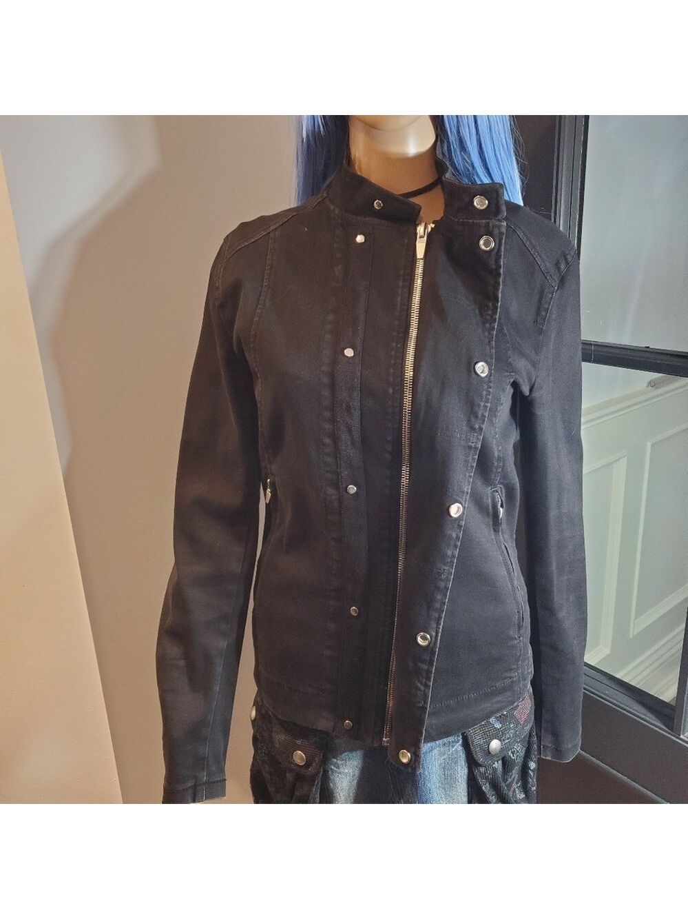 Zara Mens Denim Moto Jacket